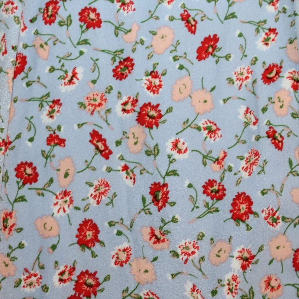 New York & Company Womens Large Red Blue Floral Hi-Lo Hem Ruffled Layers Skirt - Picture 8 of 10